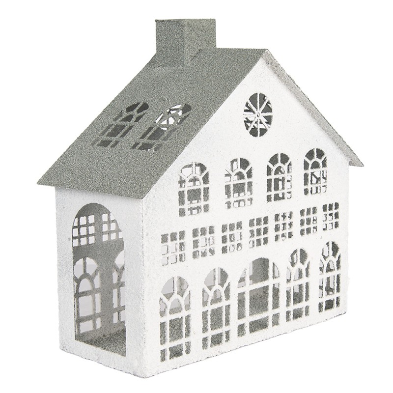 Clayre & Eef Statuetta decorativa Casa 34x16x34 cm Bianco Metallo