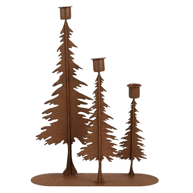Clayre & Eef Candelabro 14x14x26 cm Marrone Metallo