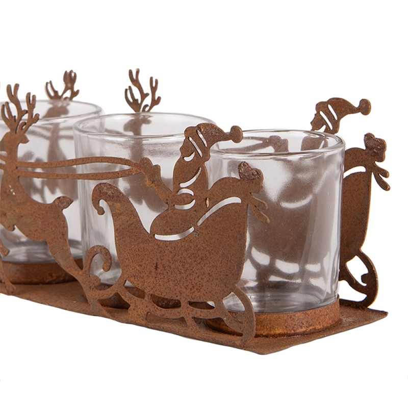 Clayre & Eef Portacandela 25x8x8 cm Marrone Metallo