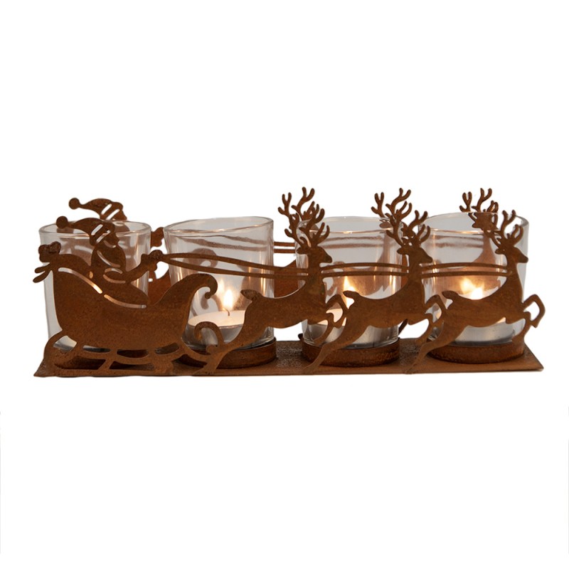 Clayre & Eef Portacandela 25x8x8 cm Marrone Metallo