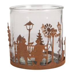 Clayre & Eef Portacandela Ø 15x15 cm Marrone Metallo