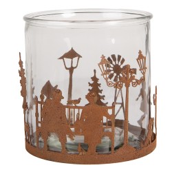 Clayre & Eef Portacandela Ø 15x15 cm Marrone Metallo