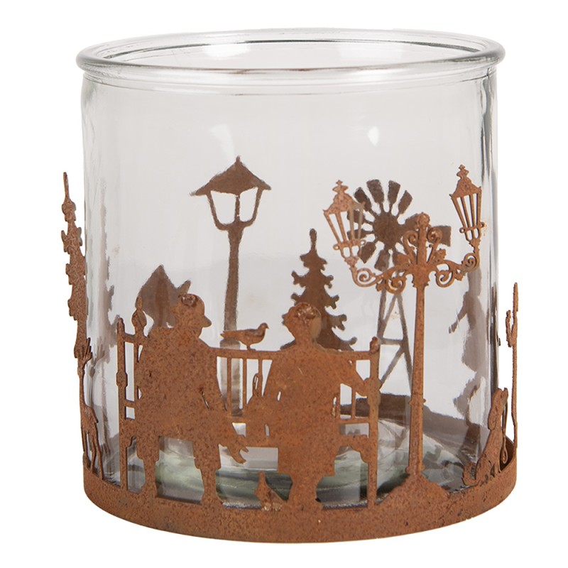 Clayre & Eef Portacandela Ø 15x15 cm Marrone Metallo