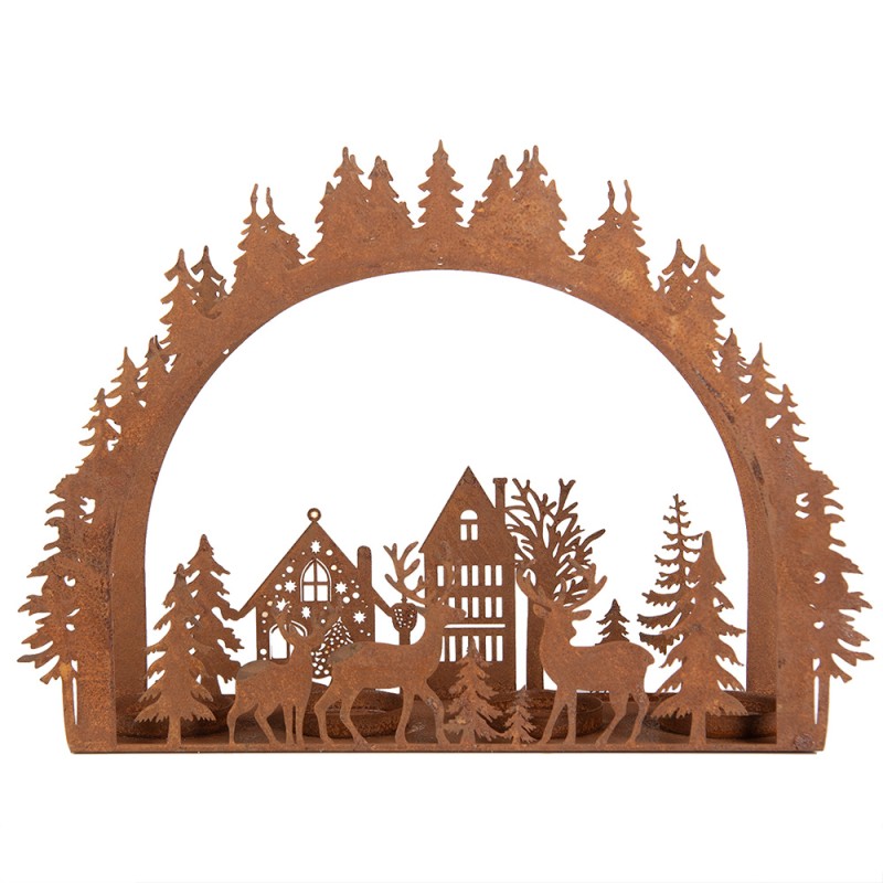 Clayre & Eef Porte-bougie 32x9x23 cm Marron Métal