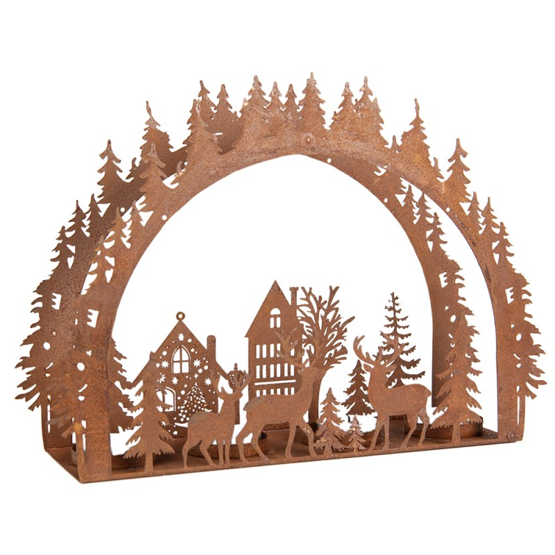 Clayre & Eef Porte-bougie 32x9x23 cm Marron Métal