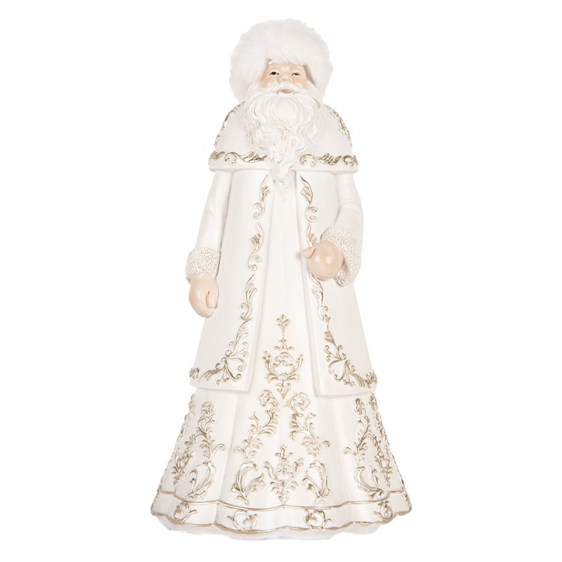 Clayre & Eef Christmas Decoration Figurine Santa Claus 13x10x25 cm White Plastic