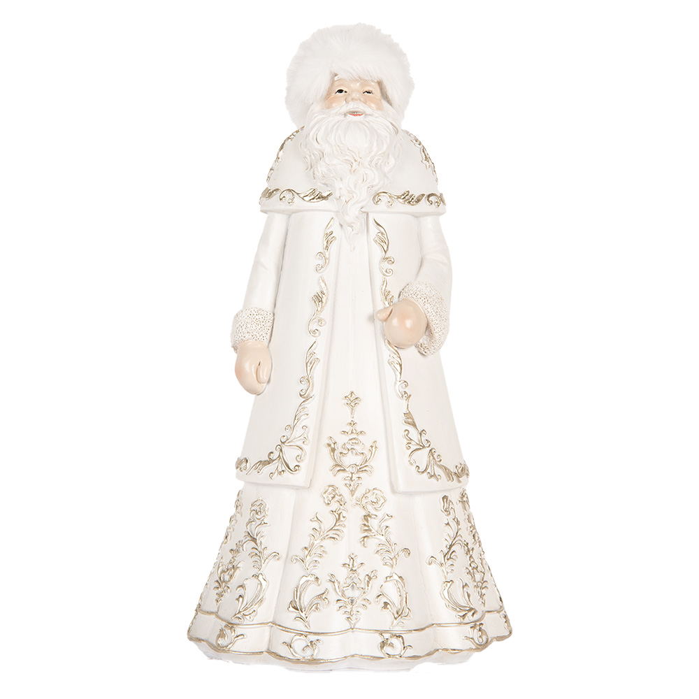 Clayre & Eef Kerstdecoratie Beeld Kerstman 13x10x25 cm Wit Kunststof afbeelding 1