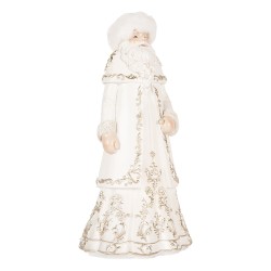 Clayre & Eef Christmas Decoration Figurine Santa Claus 13x10x25 cm White Plastic