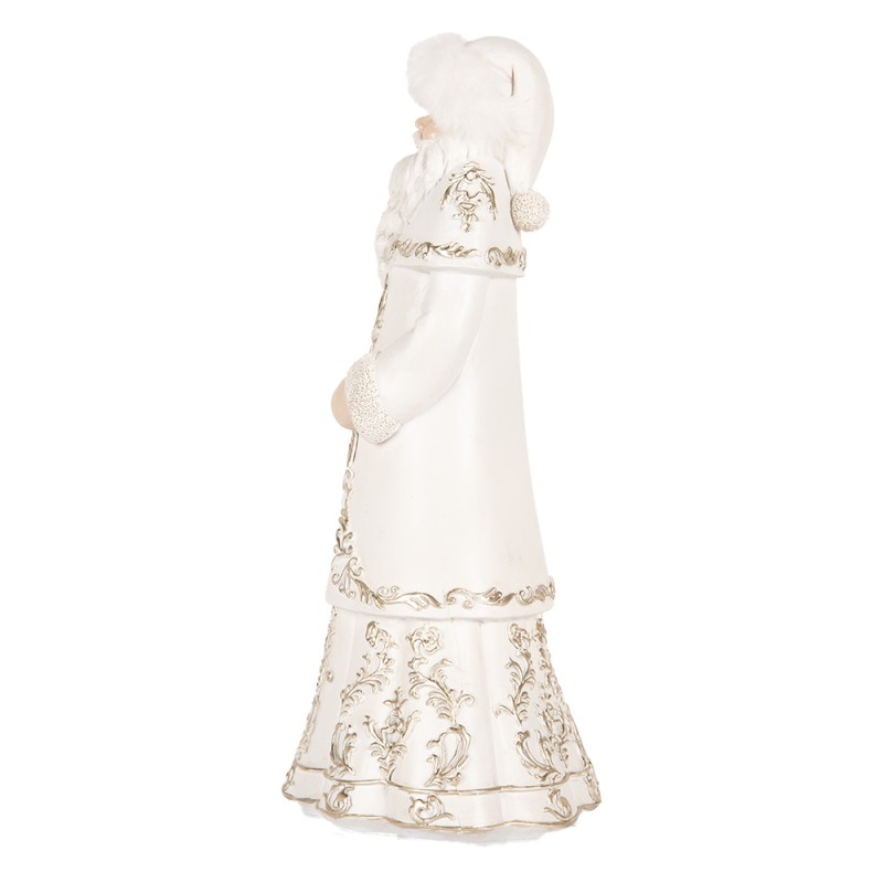 Clayre & Eef Christmas Decoration Figurine Santa Claus 13x10x25 cm White Plastic