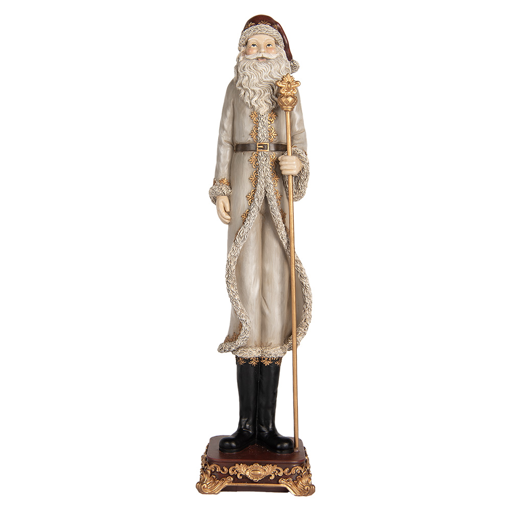 Clayre & Eef Kerstdecoratie Beeld Kerstman 10x10x42 cm Grijs Kunststof afbeelding 1