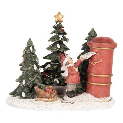 Clayre & Eef Christmas Decoration with LED Lighting Child 16x12x14 cm Red Plastic