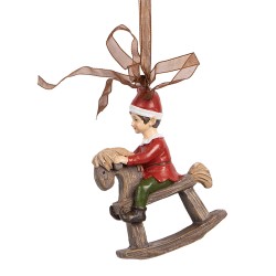 Clayre & Eef Christmas Ornament Child 7x3x9 cm Red Plastic