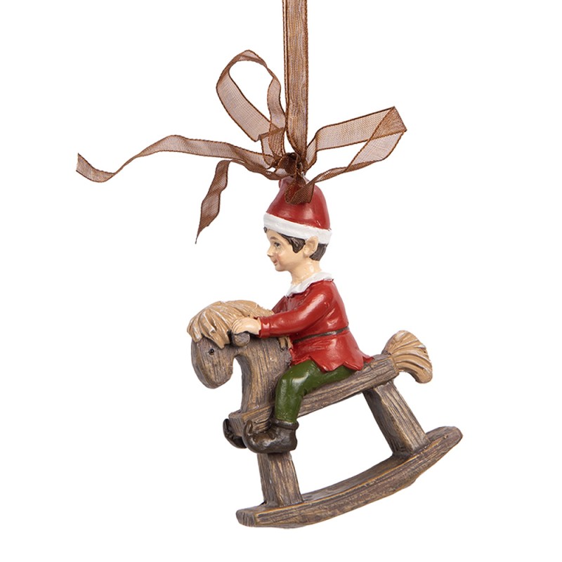 Clayre & Eef Christmas Ornament Child 7x3x9 cm Red Plastic