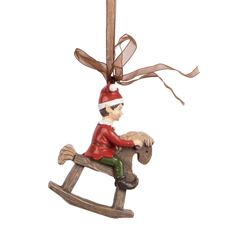 Clayre & Eef Christmas Ornament Child 7x3x9 cm Red Plastic