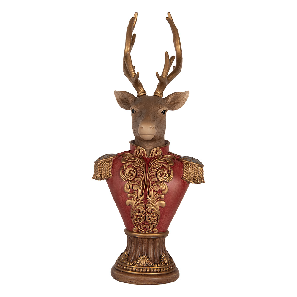 Clayre&Eef Decoratie Beeld Hert 16x14x36 cm Bruin Kunststof afbeelding