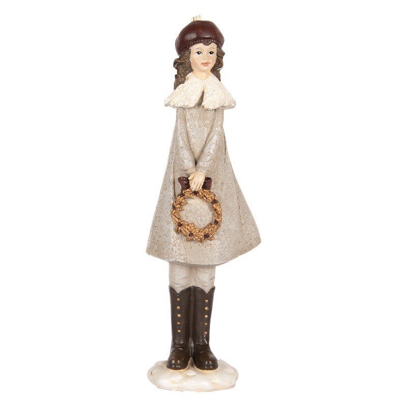 Clayre & Eef Decorative Figurine Girl 10x8x30 cm Grey Plastic