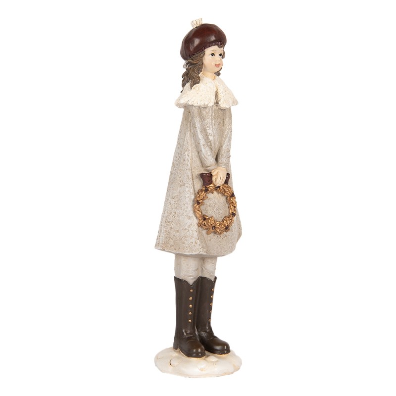 Clayre & Eef Decorative Figurine Girl 10x8x30 cm Grey Plastic
