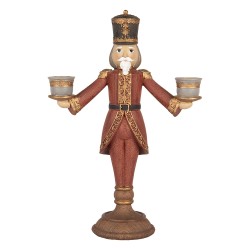 Clayre & Eef Candle holder Nutcracker 21x9x30 cm Red Plastic
