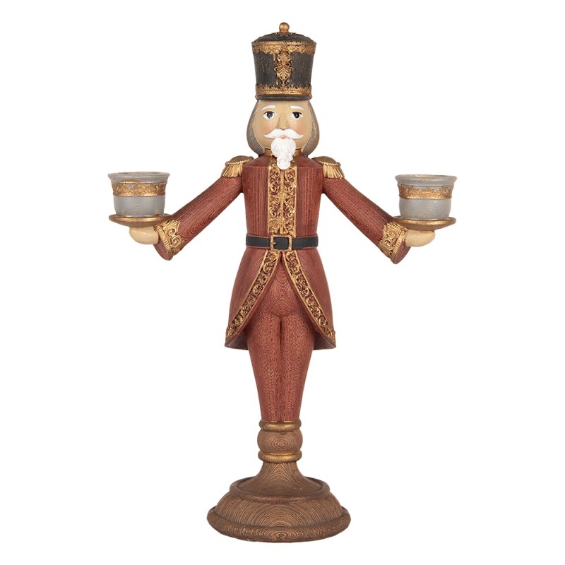 Clayre & Eef Candle holder Nutcracker 21x9x30 cm Red Plastic