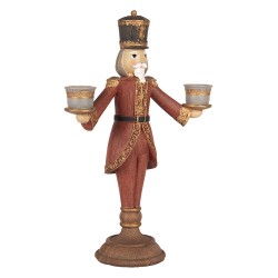 Clayre & Eef Candle holder Nutcracker 21x9x30 cm Red Plastic
