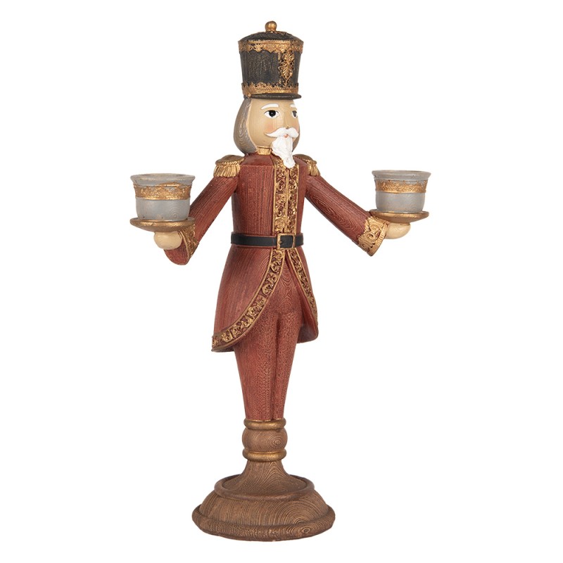 Clayre & Eef Candle holder Nutcracker 21x9x30 cm Red Plastic