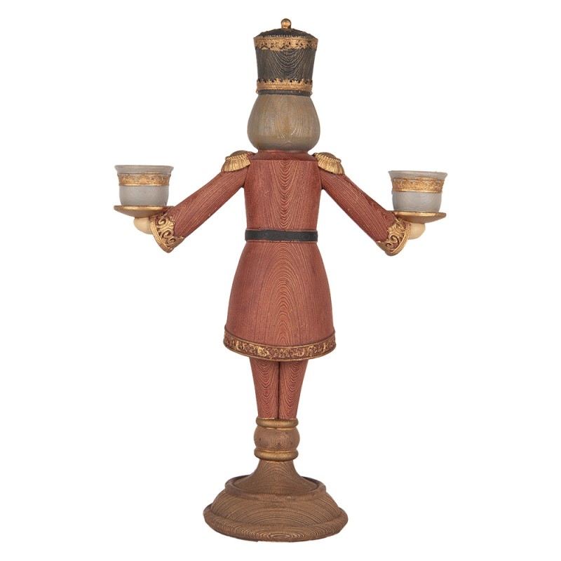 Clayre & Eef Candle holder Nutcracker 21x9x30 cm Red Plastic