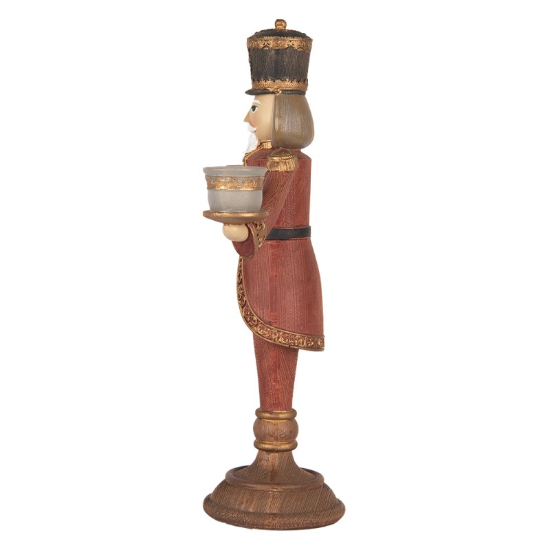 Clayre & Eef Candle holder Nutcracker 21x9x30 cm Red Plastic
