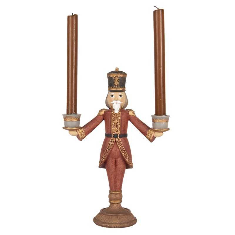 Clayre & Eef Candle holder Nutcracker 21x9x30 cm Red Plastic