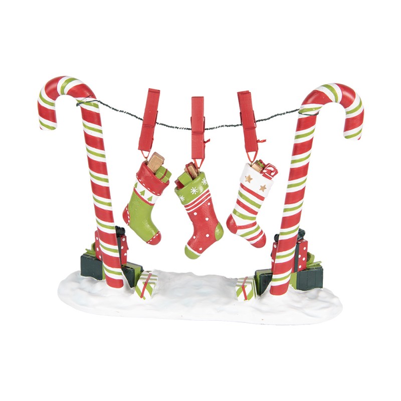 Clayre & Eef Christmas Decoration Figurine Candy Cane 32x10x25 cm Red Plastic