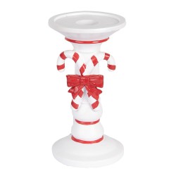 Clayre & Eef Candle holder Ø 9x18 cm White Plastic