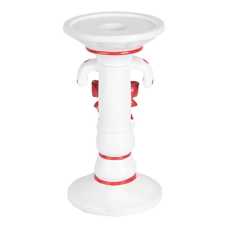 Clayre & Eef Candle holder Ø 9x18 cm White Plastic