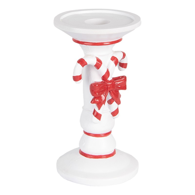 Clayre & Eef Candle holder Ø 9x18 cm White Plastic