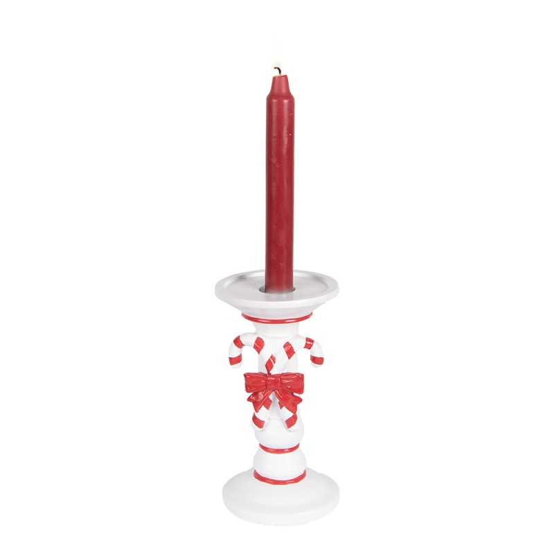 Clayre & Eef Candle holder Ø 9x18 cm White Plastic