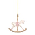 Clayre & Eef Christmas Ornament Rocking Horse 8x2x7 cm White Plastic