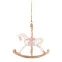Clayre & Eef Christmas Ornament Rocking Horse 8x2x7 cm White Plastic