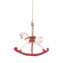 Clayre & Eef Christmas Ornament Rocking Horse 8x2x7 cm White Plastic