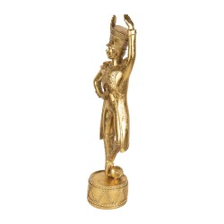 Clayre & Eef Christmas Decoration Figurine Nutcracker 14x10x45 cm Gold colored Plastic
