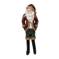 Clayre & Eef Christmas Decoration Figurine Santa Claus 13x7x39 cm Red Plastic