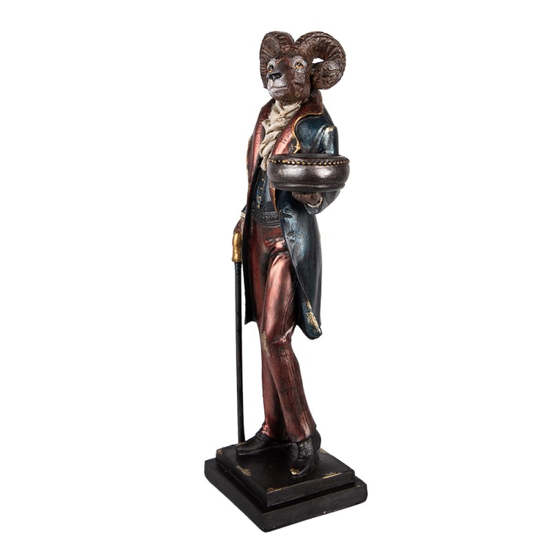 Clayre & Eef Candle holder Sheep 13x10x35 cm Brown Plastic
