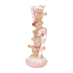 Clayre & Eef Décoration de Noël Image Bonhomme en pain d‘épice 10x10x27 cm Marron Plastique