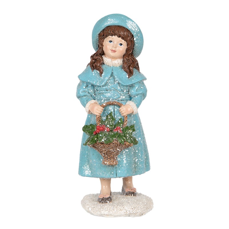 Clayre & Eef Statuetta decorativa Ragazza 8x9x19 cm Blu Plastica