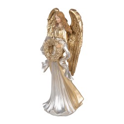 Clayre & Eef Statuetta decorativa Angelo 16x13x35 cm Color oro Plastica