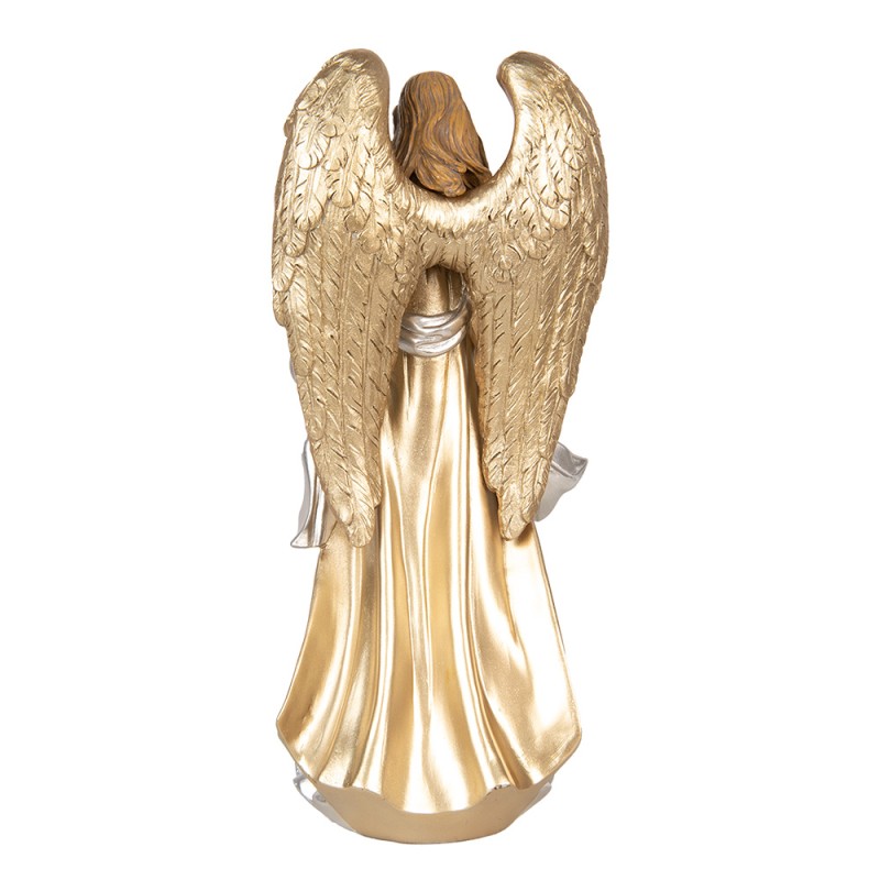 Clayre & Eef Statuetta decorativa Angelo 16x13x35 cm Color oro Plastica