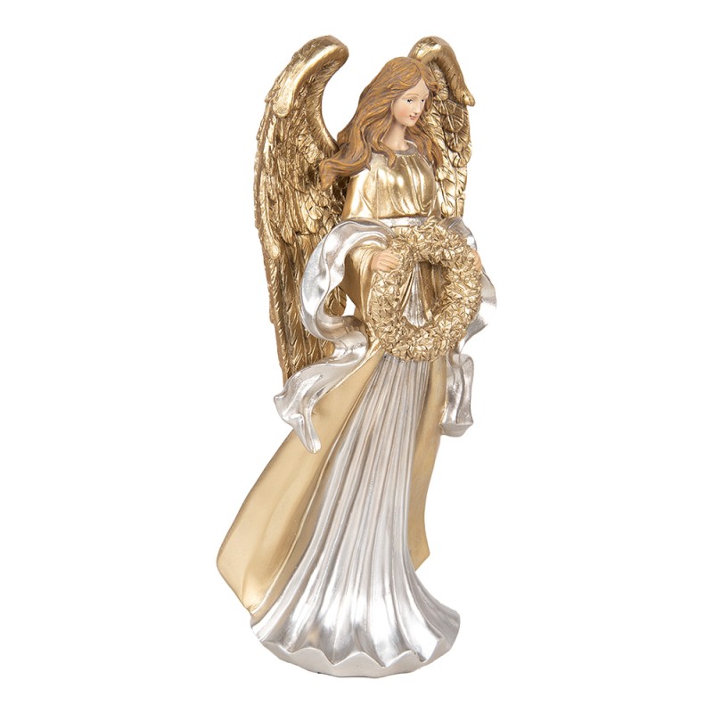 Clayre & Eef Statuetta decorativa Angelo 16x13x35 cm Color oro Plastica