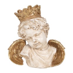 Clayre & Eef Statuetta decorativa Angelo 21x12x22 cm Beige Plastica