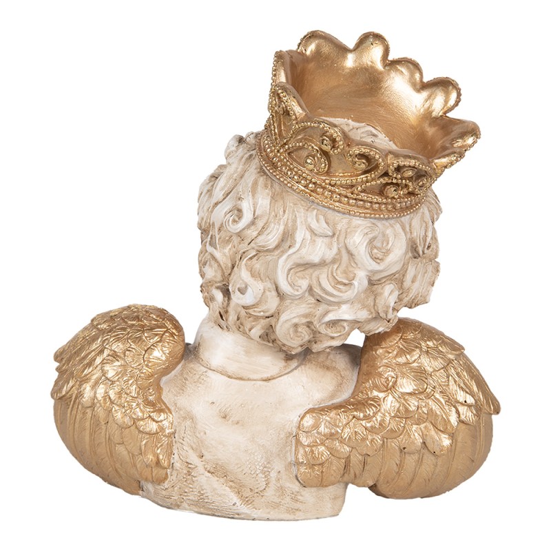 Clayre & Eef Statuetta decorativa Angelo 21x12x22 cm Beige Plastica