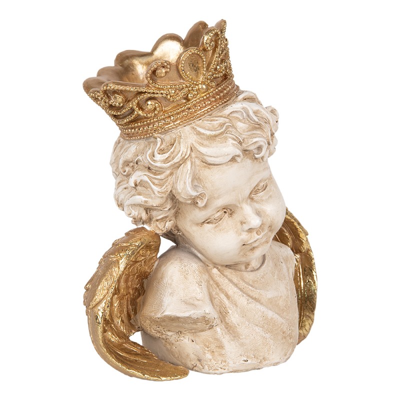 Clayre & Eef Statuetta decorativa Angelo 21x12x22 cm Beige Plastica