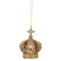 Clayre & Eef Pendentif de Noël Couronne Ø 7x9 cm Couleur or Plastique