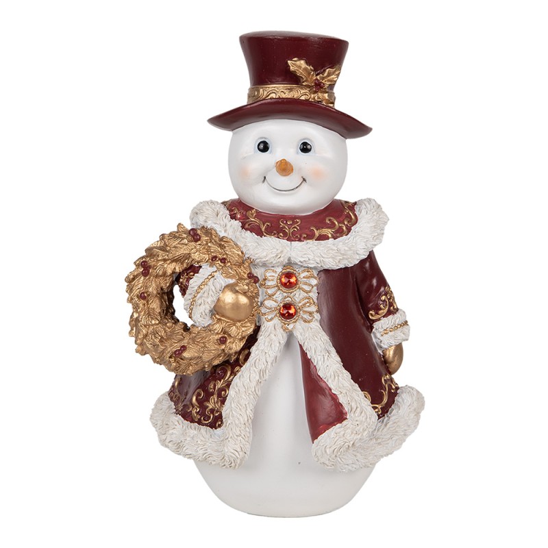 Clayre & Eef Statuetta decorativa Pupazzo di neve 15x14x24 cm Bianco Plastica