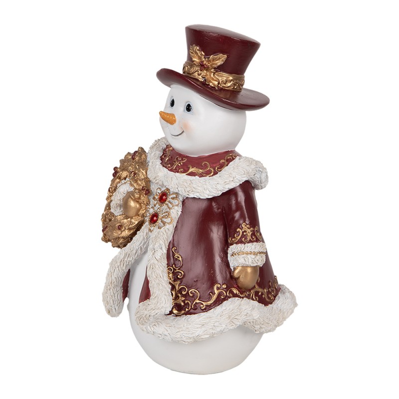 Clayre & Eef Statuetta decorativa Pupazzo di neve 15x14x24 cm Bianco Plastica